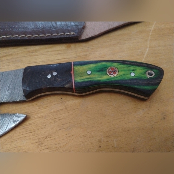 New Damascus steel blade men's hunting tactical survival knife axe mini hatchet - Picture 3 of 9